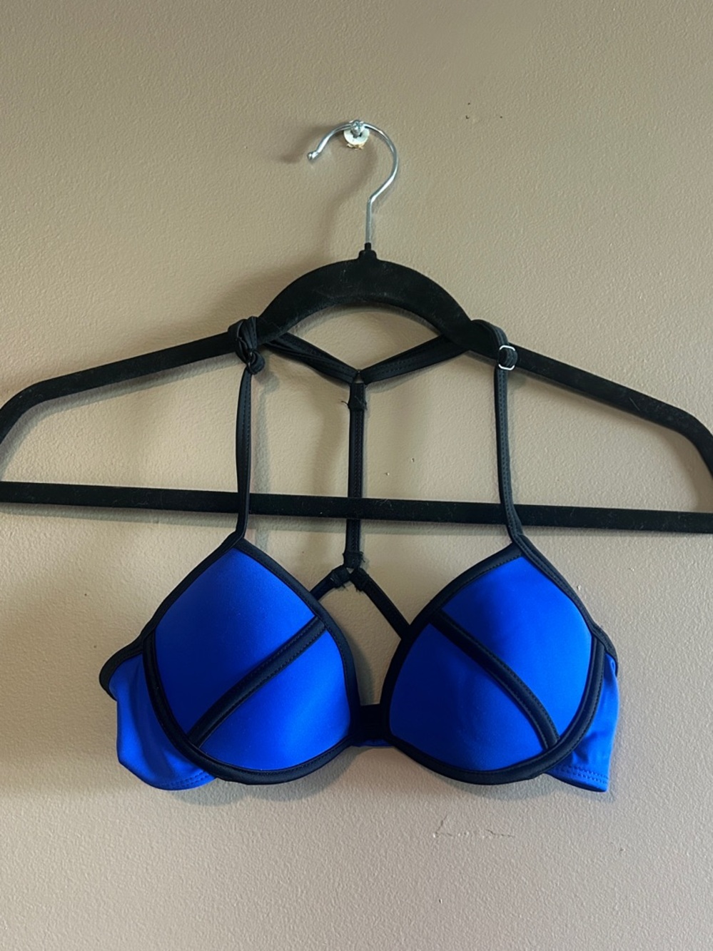 XS Ardene Royal Blue with Black Trim Bikini Top